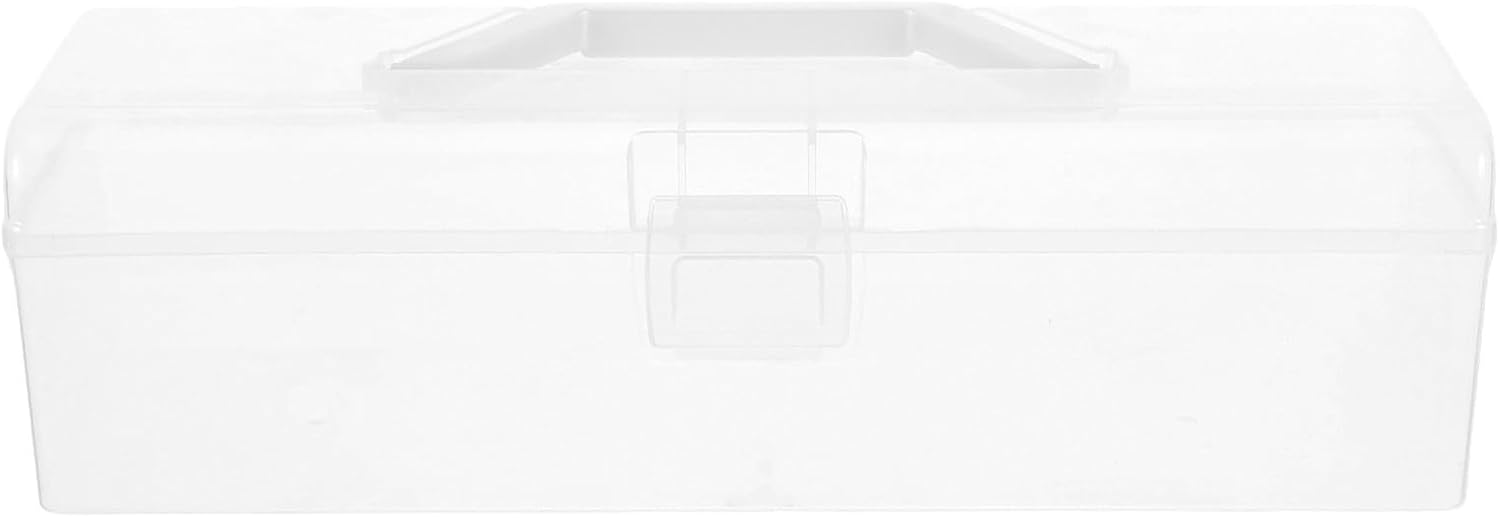 Thickened Plastic Tool Box with Handle, Medium Size Craft Organizer for Sewing, Nail Supplies, Marker and Ribbon Storage