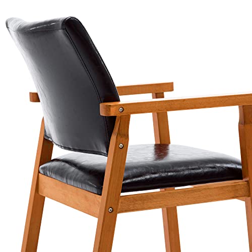 Dagonhil Modern Walnut Dining Arm Chair Accent Chair Armrests Wooden Chair With Leather Cushion Backrest For Kitchen Dining Room(Pack 1) #TOP5
