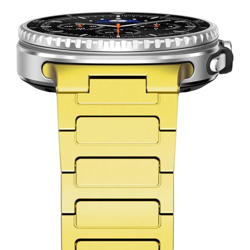 Image of NewWays Grade 2 Titanium Link Bracelet for Samsung Galaxy Watch8/ 8 Classic Band for Men, Gold
