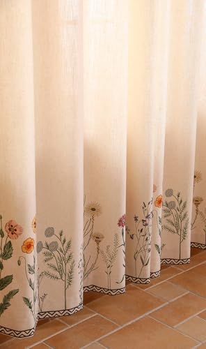 Image of ISAENNE Designer French Linen Printed Curtain,2 Panels,71 inchx65 inch-Serenity G