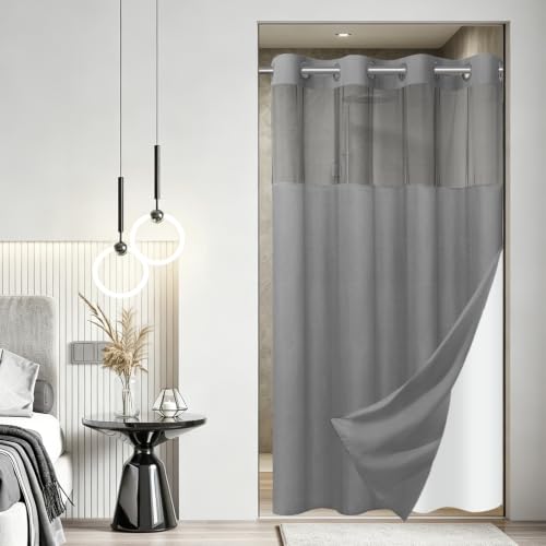 SORTTO Ringless Slub Shower Curtain with Snap in Liner, 54x74, Grey