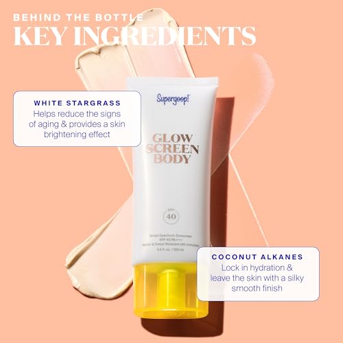 Supergoop! Glowscreen Body SPF 40 PA+++, 3.4 fl oz - Body Lotion + Broad Spectrum Sunscreen with Subtle Shimmer - Adds Instant Glow & Hydration - Contains White Stargrass & Coconut Alkanes - Image 5