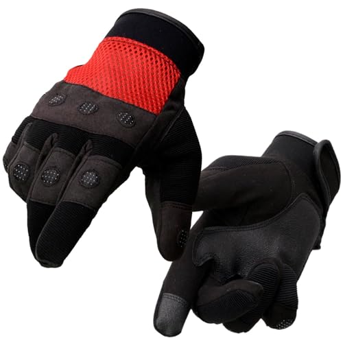 Milwaukee Leather SH76102 Men's Black and Red Textile Mesh Motorcycle Mechanics Hand Gloves W/Amara Cloth Bottom - Large