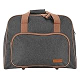 SEMPLIX Nähmaschinentasche – stabile Schutztasche für Haushaltsnähmaschinen, mit Tragegriffen, gepolstert, ideal für Transport, Nähkurse & Aufbewahrung 45 x 34 x 24 cm (anthrazit/braun)