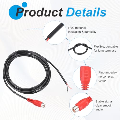Cable de altavoz RCA a cable desnudo de 22 AWG con conector hembra rojo 4
