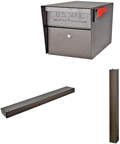 Mail Boss Mail Manager X3 In-Ground Mount Combo Kit Locking Metal Standard Mailbox - Bronze