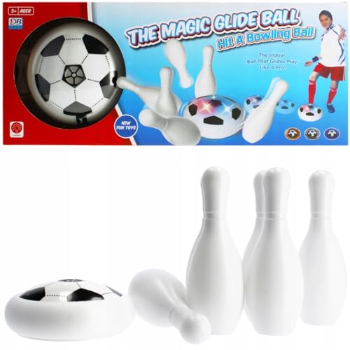 BLUECHOLON Bola de futebol mágica com luzes LED, deslizantes para interiores e exteriores, para-choques de espuma, bola de 15 cm. Conjunto de Boliche