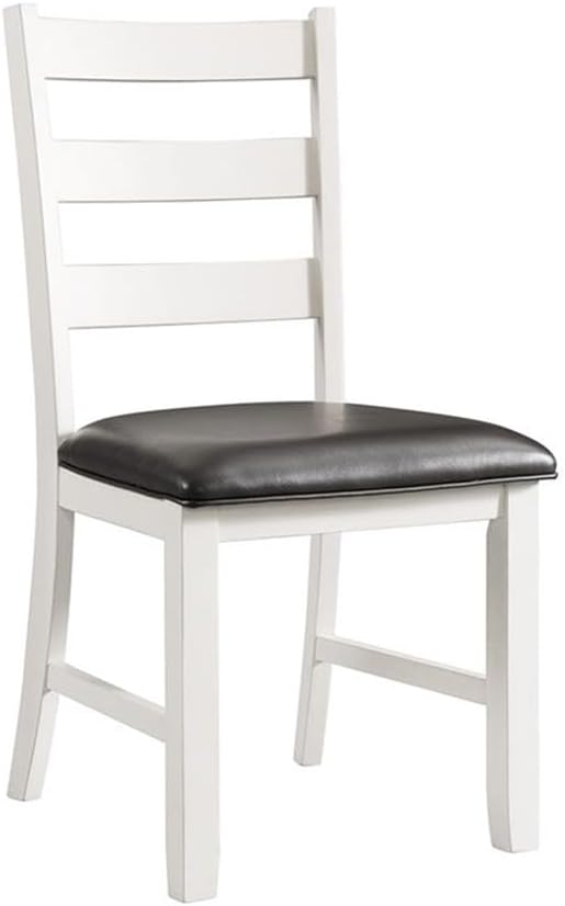 BOWERY HILL 6-Piece Dining Set, Rectangular Walnut Table with White Base, Ladder Back Chairs, Chocolate Upholstered Seats, Bench Included, Wire Brush Finish, Perfect for Kitchen or Dining Room