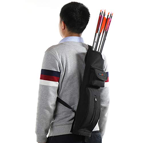 Toparchery Archery Back Canvas Arrow Quiver Arrow Holder Shoulder Hanged Target Shooting Quiver For Arrows With Front Pockets (New Style) #TOP7