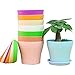 Produktbild XIAOMAOMAO 8 Stück Bunte Blumentöpfe aus Kunststoff für Blumen, für Haus, Garten, Blumentöpfe für den Innenbereich mit Paletten (14cm)