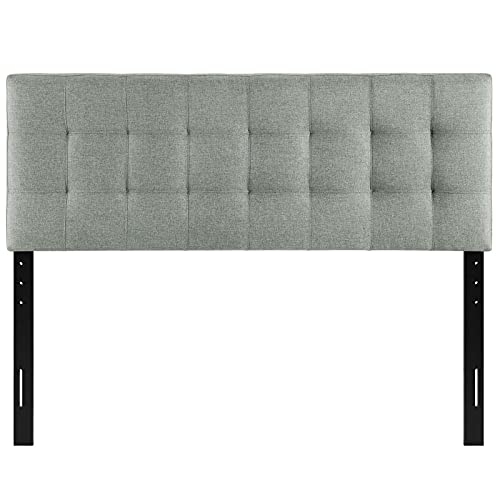 Modway Lily Tufted Linen Fabric Upholstered Full Headboard in Gray by Modway - Image 5