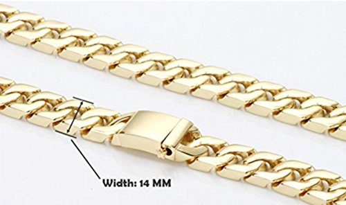 Hollywood Jewelry Gold Cuban Link Chain Necklace for Men Real 14MM 14K Karat Diamond Cut Heavy w Solid Thick Clasp US Made (22) by Hollywood Jewelry - Image 6
