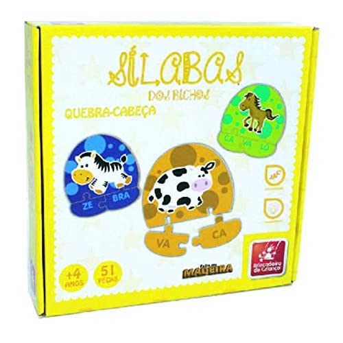 Brinquedo Pedagógico Madeira Silabas 48 Peças Brincadeira de Criança