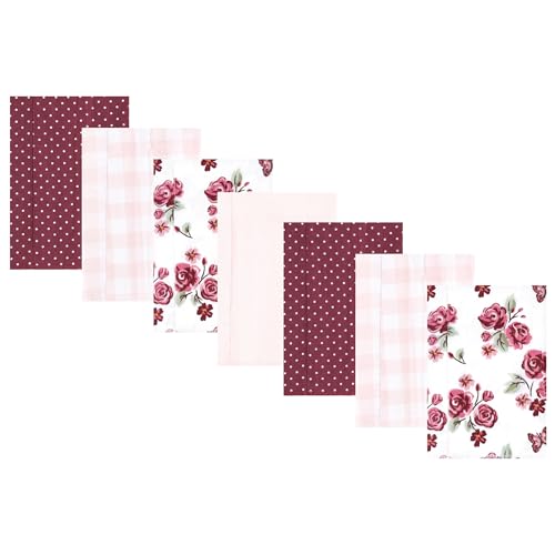Image of Hudson Baby Unisex Baby Flannel Burp Cloth 7pk, Sweet Roses, One Size