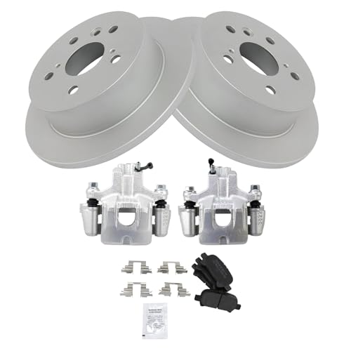 Image of TRQ Rear Brake Pad & Rotor Kit Premium G-Coated Semi-Metallic Compatible with 2005 Toyota Avalon