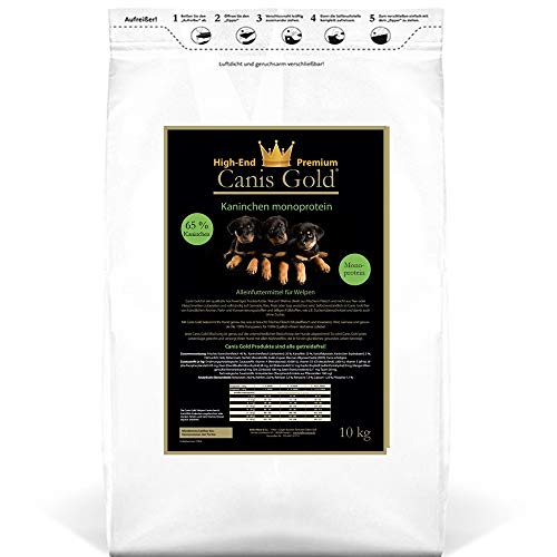 Canis Gold 5 kg Welpen | Junior Kaninchen & Kartoffel | 65% Fleisch | Monoprotein Trockenfutter für alle Hunde Rassen