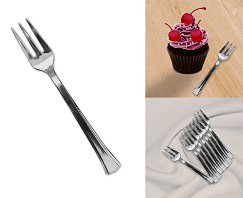 Mini Silver Disposable Dessert And Appetizer Forks Set Of 48, 4.5 Inches Christmas Party Addition #TOP1