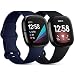 Produktbild CeMiKa 2 Pack Armband Kompatibel mit Fitbit Versa 3 Armband/Fitbit Sense Armband, Sanft Ersatz Sport Armband Kompatibel mit Fitbit Versa 3/Sense für Frauen Männer, Klein Schwarz/Blau
