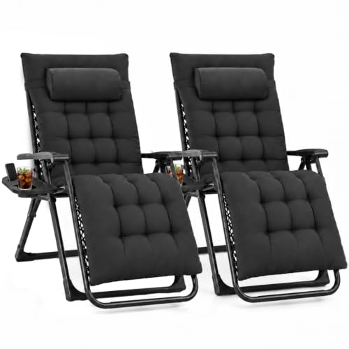 NEWBULIG Zero Gravity Chairs Set of 2 with Cup Holder Trays