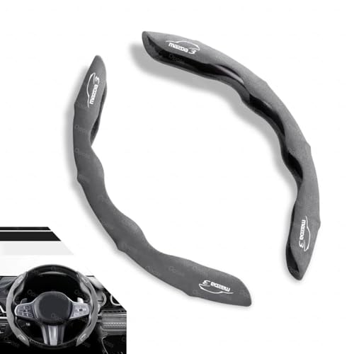 マツダ3 ファストバック 車用ステアリングカバー マツダ3 BP系 mazda3 ファストバック ハンドルカバー車用ステアリングカバー人工スエード生地汎用自動車取付簡単吸汗性耐摩耗性汚れ防止滑り止めオールシーズン対応内装パーツ車用品2ピースセット (グレー