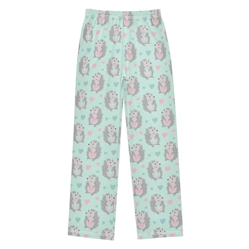 Hedgehog with Love Print Boys Long Pants Soft Trousers Elastic Waist Kids Lounge Bottoms with Pockets S-XL