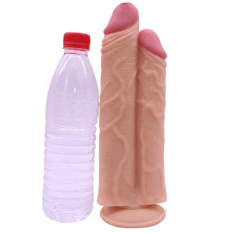 Doppio dildo realistico – XXL dildo 2 peni ghiande vene potente ventosa sex toy giocattolo anale vaginale per donne
