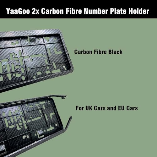 Yaagoo Number Plate Holder UK EU Car Licence Registration Plate Frame, 2X Carbon Fibre Black - Image 2