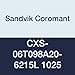 Sandvik Coromant CXS-06T098A20-6215L 1025 Carbide Insert with a Locating Pin for Exact Location in the Holder, Reduces Indexing Time and Guarantees Being on Center, Radius 0.008", Chip Breaker "A" Chip Forming Geometry, CXS-xxT098..R/L Tool Style (Pack of 1)
