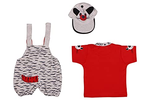 Image of Baby Boy's And Baby Girl's Dungaree Set /Romper Set with T-Shirt And Cap
