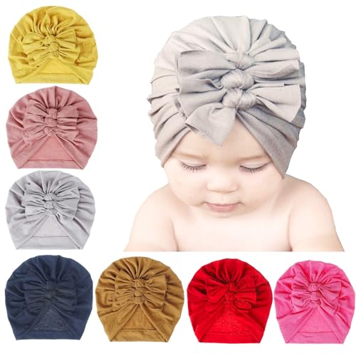 Image of Upsmile Baby Girl Turban Hat Newborn Girl Cap Headwrap Hospital Hat Nursery Beanie