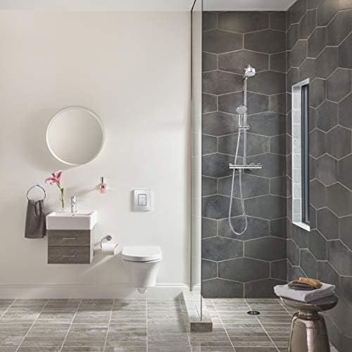 GROHE Essentials Towel Ring  Bathroom Towel Holder (Concealed Fastening, Including Screws and Dowels), Suitable for Gluing, Size 20 cm, Chrome, 40365001