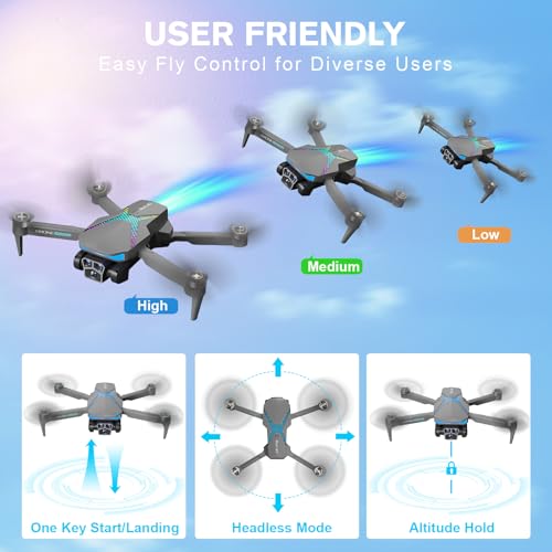 Drone with 1080p HD Camera, 60Mins Flight Time, Brushless Motor, FPV Drones for Kids and Adults, For Beginner, Headless Mode, One Key Start/Landing