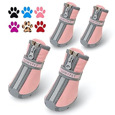 QUMY Dog Shoes Small Size Dogs, Dog Snow Boots & Paw Protectors for Winter