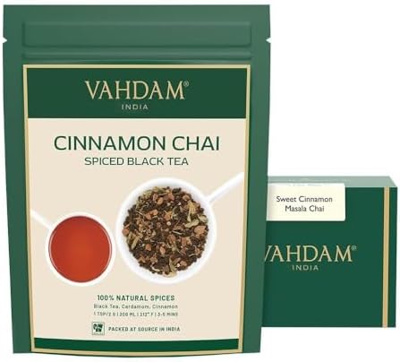 VAHDAM Zimt Chai Schwarzer Tee Lose | 100g, Vakuumversiegelt | Loser indischer Chai mit Zimt, Kardamom und Nelken, für Chai Latte