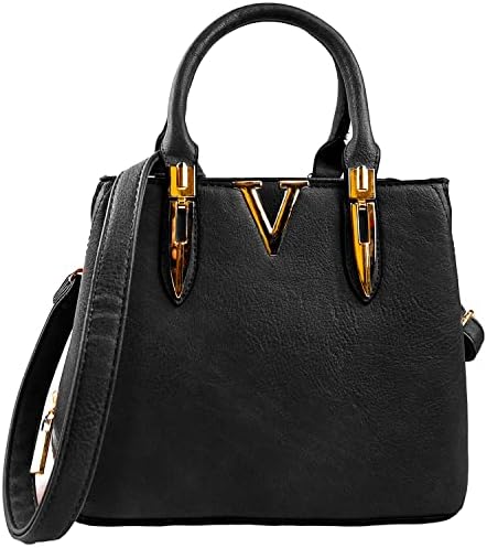 Woodland Leather Top Handle Handbags For Women Classic Designer Ladies Bags With Exquisite Metallic Accent, Fashion Tote Bag and shoulder bag For Casual & Work