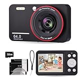4K Digital Camera, 64MP Point and Shoot Digital Cameras with 18X Zoom, Autofocus Vlogging Camera for Travel, Photo Camera for Kids Teens Beginners, Compact Cameras with 32GB SD Card, 2 Batteries