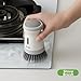 Imagen de Cepillo dispensador de jabón de cocina con agarre de silicona antideslizante y cerdas de nailon para una limpieza profunda de platos