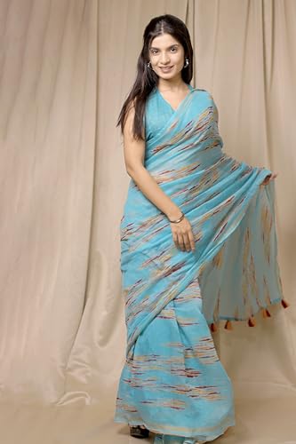 Image of MIRCHI FASHION Women Saree Cotton Abstract Printed | Lightweight Comfortable Sari for Office and Regular Daily Wear with Matching Blouse Piece