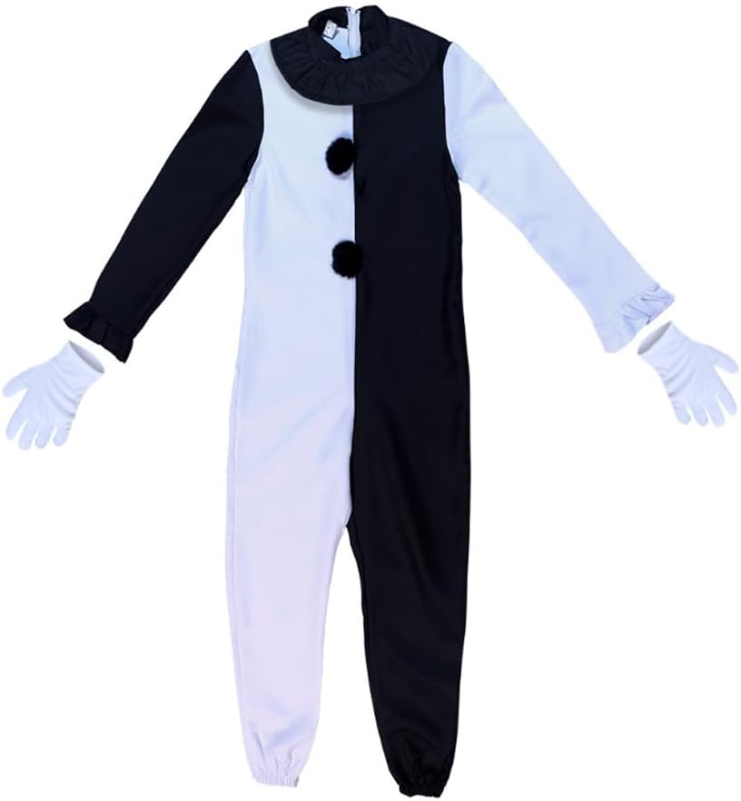 Black White Cosplay Costume Jumpsuit Anime Bodysuit Uniform Outfit Halloween With Gloves - Image 5