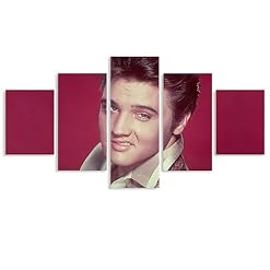 AScdap Elvis Presley Impression Sur Toile Image 5 Pieces Tableaux Murals chanteur de rock Decoration Murale 50Wx26H - Les Beatles, Paul McCartney, John Lennon, RIngo Starr, George Harrison
