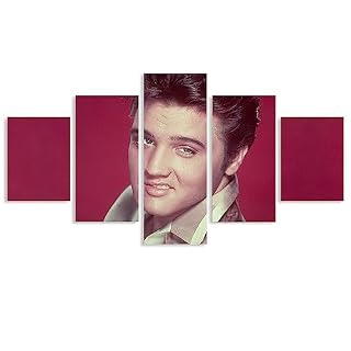 AScdap Elvis Presley Impression Sur Toile Image 5 Pieces Tableaux Murals chanteur de rock Decoration Murale 50Wx26H - Les Beatles, Paul McCartney, John Lennon, RIngo Starr, George Harrison