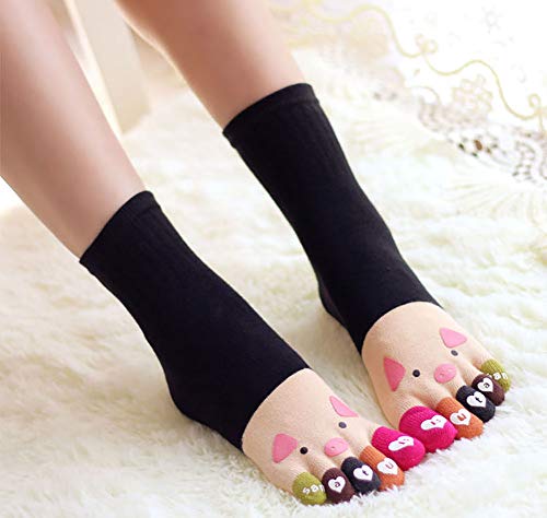Image of acdiac Women's Cotton Toe Socks,five Finger Socks,Funny and Funky cartoon theme sport Toe Socks