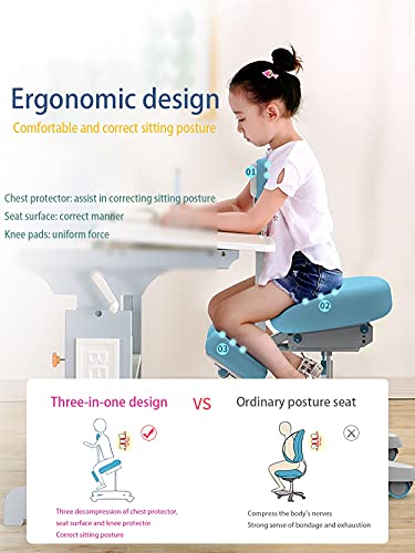 Kneeling Chair Ergonomic Ergonomic Office Chair Computer Chair，High Elastic Sponge，Suitable For Children (1.1-1.4M) Zhjing (Color : Blue, Size : With Pedals) #TOP2