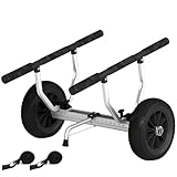 Soozier Heavy Duty Kayak Cart, 220 lbs Capacity Canoe Trolley Cart with Adjustable Width, 10'' Flat-Free Wheels and Tie-Down Straps, for Canoes Paddleboards Boats, Black