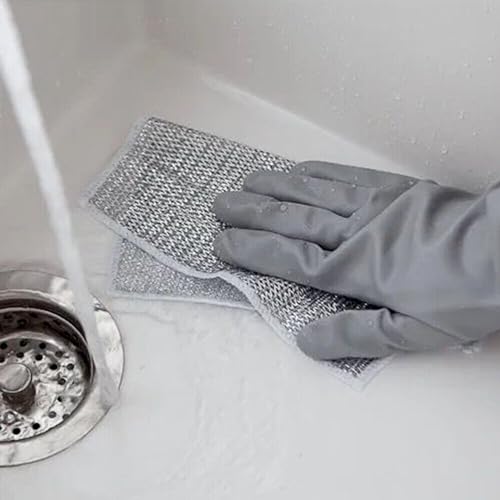 Image of Double-Sided Multipurpose Microfiber Cloths, Stainless Steel Scrubber, Non-Scratch Wire Cloth, (1 Pc / 20 x 20 Cm)
