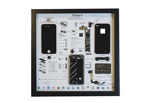 Framed Teardown Wall Art for iPhone 4, Disassembled Smartphone Display, Handmade Tech Decor, Unique Gift for Men and Gadget Lovers