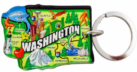 Washington State Keychain Shape Seattle Bigfoot Acrylic Key Chain 3