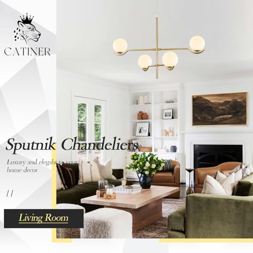 Modern Gold Sputnik Chandelier – Mid Century Light Fixture - Image 3