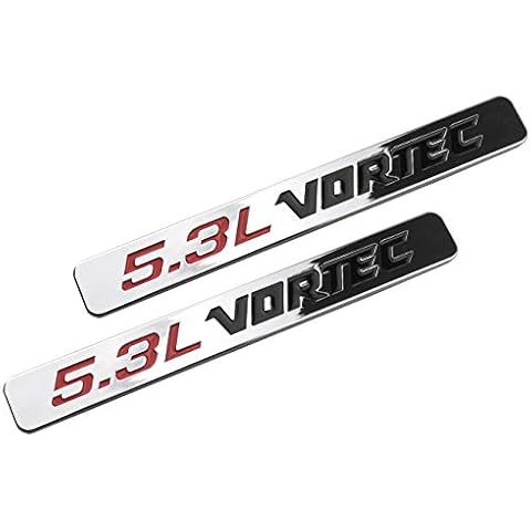 2 Pack 5.3l Vortec Hood Emblems Engine 3D Badge Compatible for Silverado Z71 GMC Sierra (Chrome) Cover