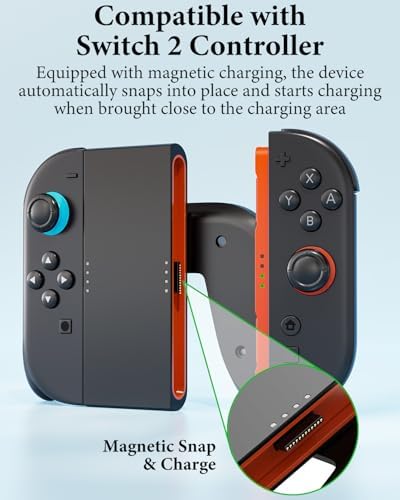 Controller Grip for Switch 2 , OLCLSS Grip for Nintendo Switch 2 J0ycon with Magnetic Charging and Type-C Fast Charge, Compatible with Nintendo Switch 2 J0y-con Grip Durable ABS for Comfortable Gaming-Black - 2